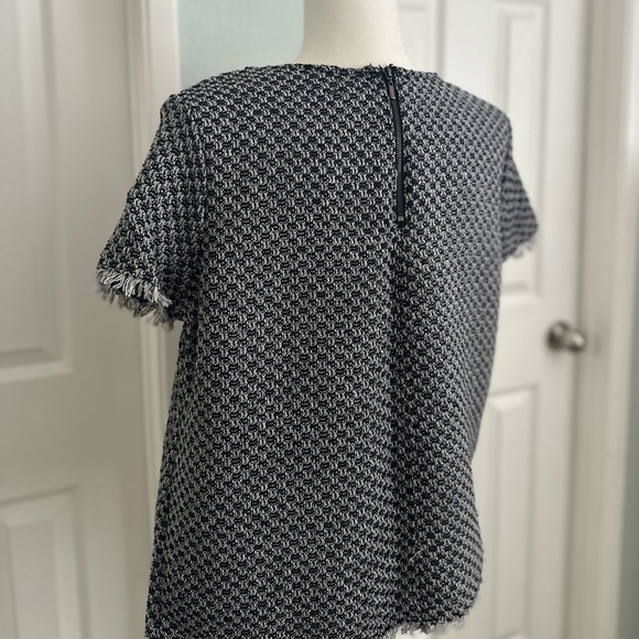 Target Who Why Wear Black & White houndstooth Short Sleeve W/ fringe Top S:Large - Picture 6 of 6